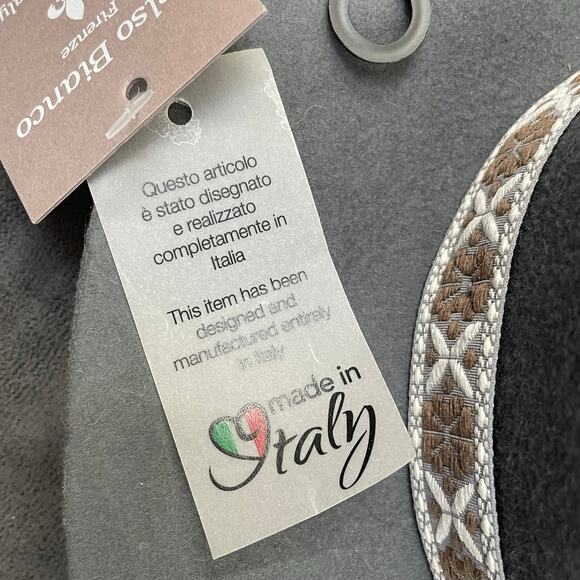 Gelso Bianco Italy Fedora Hat Gray 100% Wool NWT Chain Link Trim Made in Italy main image 14